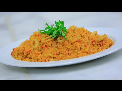 طريقة عمل أرز بقطع الكاليماري و الفلفل