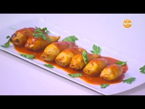 بالفيديو طريقة عمل كاليماري محشي أرز وجمبري