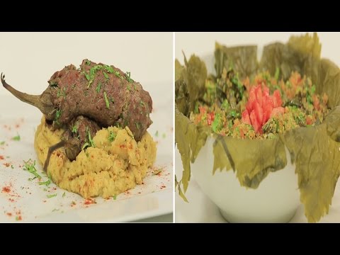 كفتة بالباذنجان مع بيورية الحمص