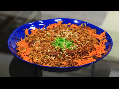 بالفيديو  طريقة عمل الشعيرية بزبد الفول السوداني