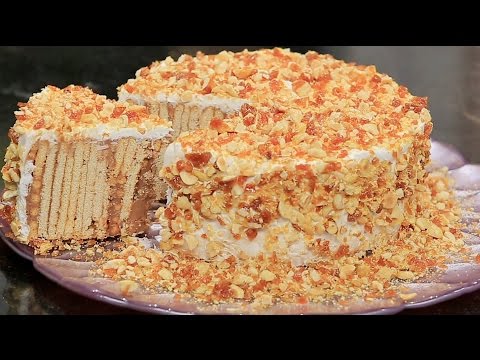 بالفيديو طريقة عمل كيكة البسكويت الباردة