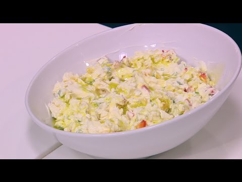 بالفيديو طريقة عمل ومقادير سلطة لبنة