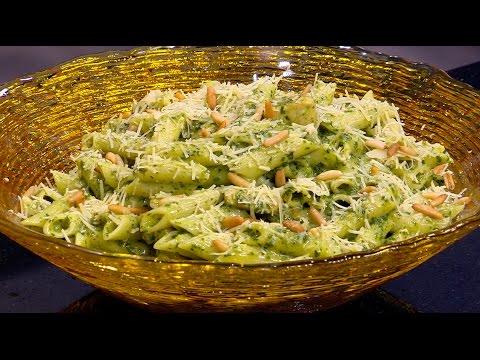 شاهد مكرونة بيستو السبانخ مع الدجاج