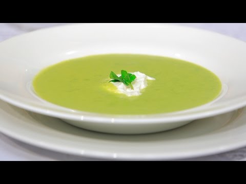 بالفيديو طريقة عمل ومقادير شوربة الكوسة اللايت بالبسلة و النعناع