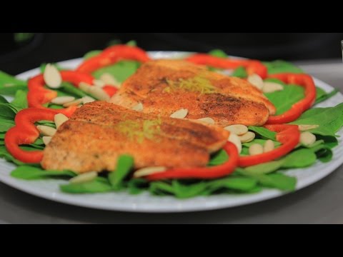 شاهد طريقة عمل سلطة سبانخ بالسالمون