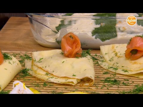 بالفيديو طريقة عمل ومقادير كريب بحشوة السلمون