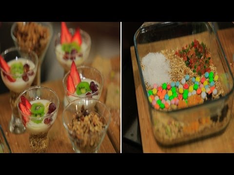 بالفيديو طريقة إعداد ومقادير غرانولا  بارات غرانولا غرانولابالفراولة والشيكولاتة