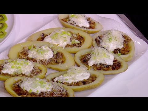 طريقة إعداد قوارب البطاطس بالمشروم و الصوص البني