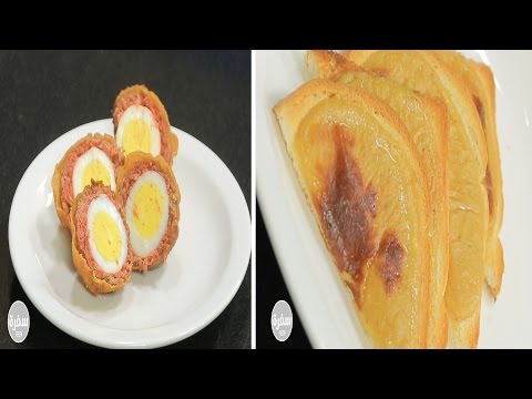 بالفيديو طريقة عمل بيض إسكتلندي بالسجق  سندوتيش ويلش ريربيت