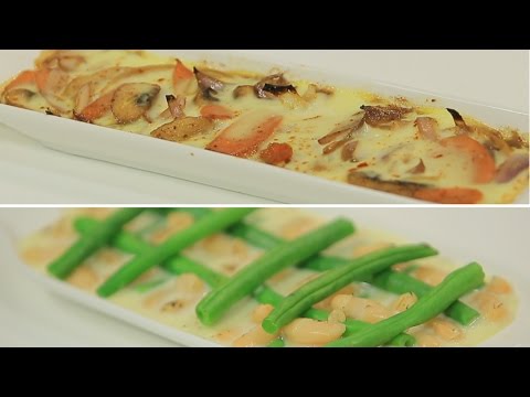 طريقة عمل جزر مكرمل ومشروم بالبشاميل