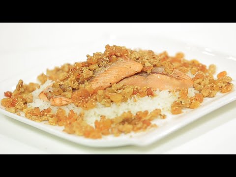 طريقة عمل سلمون فيليه بصوص الزبيب و الجوز