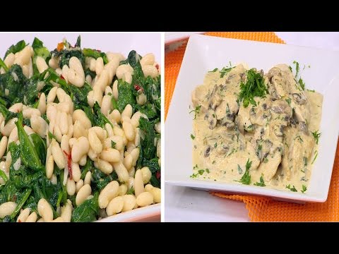 دجاج كريمي  سبانخ بالفاصوليا البيضاء