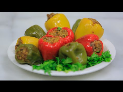 طريقة عمل فلفل ألوان محشي لحمة مفرومة