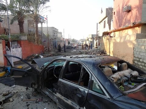 شاهد عشرات القتلى والجرحى بتفجير سيارتين ملغومتين في بغداد