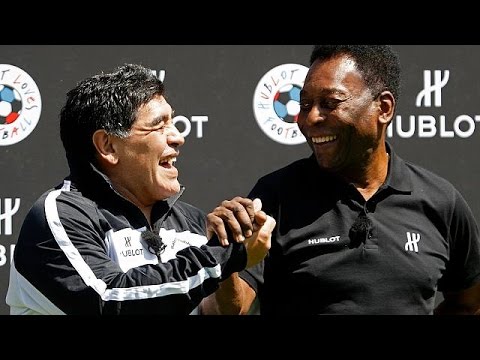 بالفيديو شاهد بيليه ومارادونا في باريس قبل افتتاح كأس أوروبا للأمم