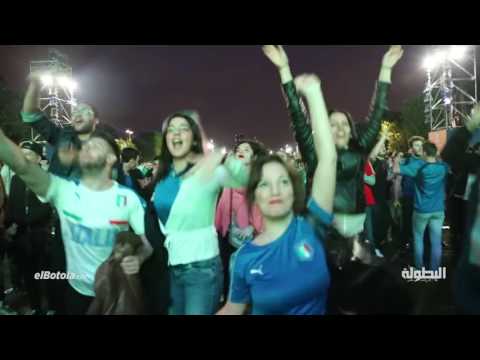 بالفيديو فرحة مجنونة لجماهير إيطاليا بالفوز أمام بلجيكا