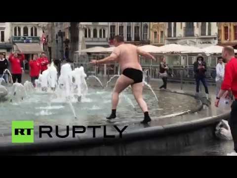 شاهد تصرفات مخجلة للمشجعين الإنكليز في مدينة ليل الفرنسية