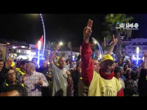 فيديو احتجاج نقابي وسط مدينة الجديدة