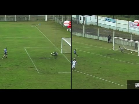 شاهد  حارس برازيلي يتسبب في ركلة جزاء مزدوجة 