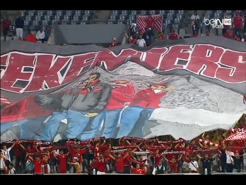 جماهير الوداد ترفع تيفو رائع في ملعب برج العرب أمام الأهلي المصري