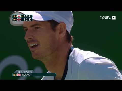 بالفيديو  آندي موراي يزيح نيشيكوري ويتأهل للمباراة النهائية في منافسات التنس  