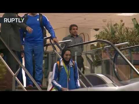 شاهد استقبال حافل للاعبة إيران صاحبة أول ميدالية في الأولمبياد