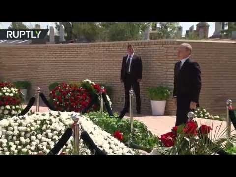 بالفيديو بوتين يضع إكليلا من الزهور عند ضريح الرئيس الأوزبكي الراحل إسلام كريموف