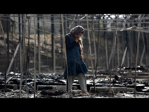 بالفيديو مصادر تتويع أن يكون حريق مخيم موريا  في جزيرة ليسبوس اليونانية مفتعلًا