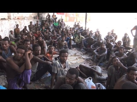 بالفيديو توقيف مهاجرين اثيوبيين غير شرعيين في عدن