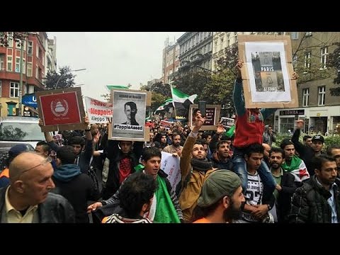 بالفيديو  مظاهرات في العاصمة الألمانية احتجاجًا على قصف حلب