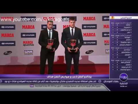 شاهد كريستيانو رونالدو أفضل لاعب ولويس سواريز أفضل هدّاف