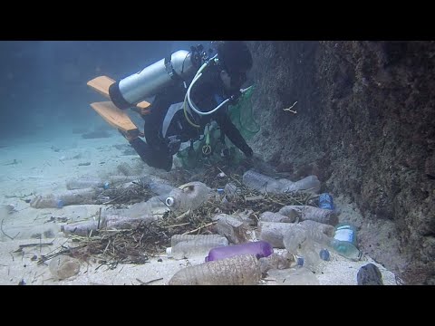 صدمة من كمية القمامة الموجودة تحت سطح المياه في ساحل تايوان