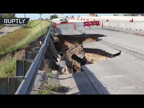 إرما يتسبّب في ظهور حفرة عملاقة وسط طريق رئيسي