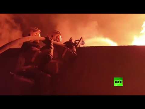 حريق ضخم في محطة بنزين في الشيشان