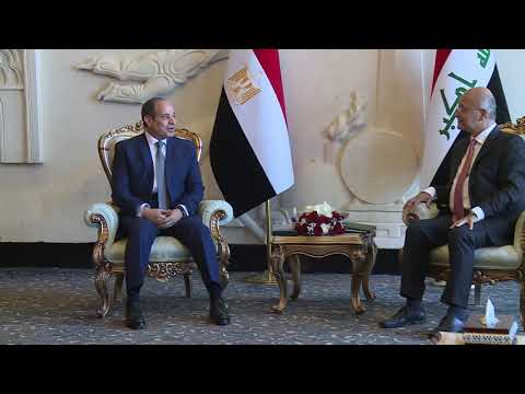 شاهد مراسم استقبال الرئيس العراقي نظيره المصري في مطار بغداد الدولي