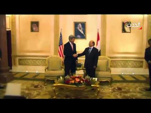 بالفيديو الرئيس اليمني يبحث مع كيري تطورات الأوضاع في بلاده