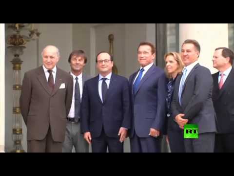 أرنولد شوارزنيجر يزور الرئيس الفرنسي