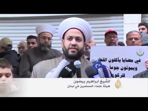 مئات المتظاهرين اللبنانيين يتضامنون مع بلدة مضايا