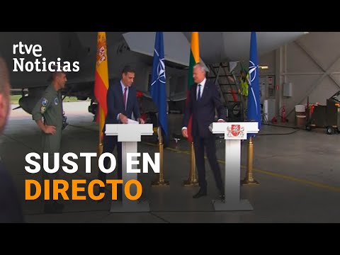 شاهد  لحظة هلع  أوروبية  بعد تحليق مقاتلتين روسيتين فوق مؤتمر لرئيس وزراء إسبانيا
